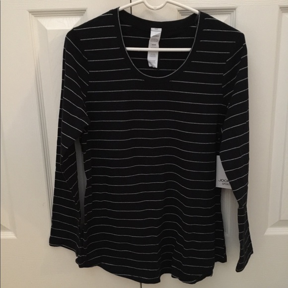 NWT Jockey Sport LOng sleeve black stripe top - Picture 2 of 3